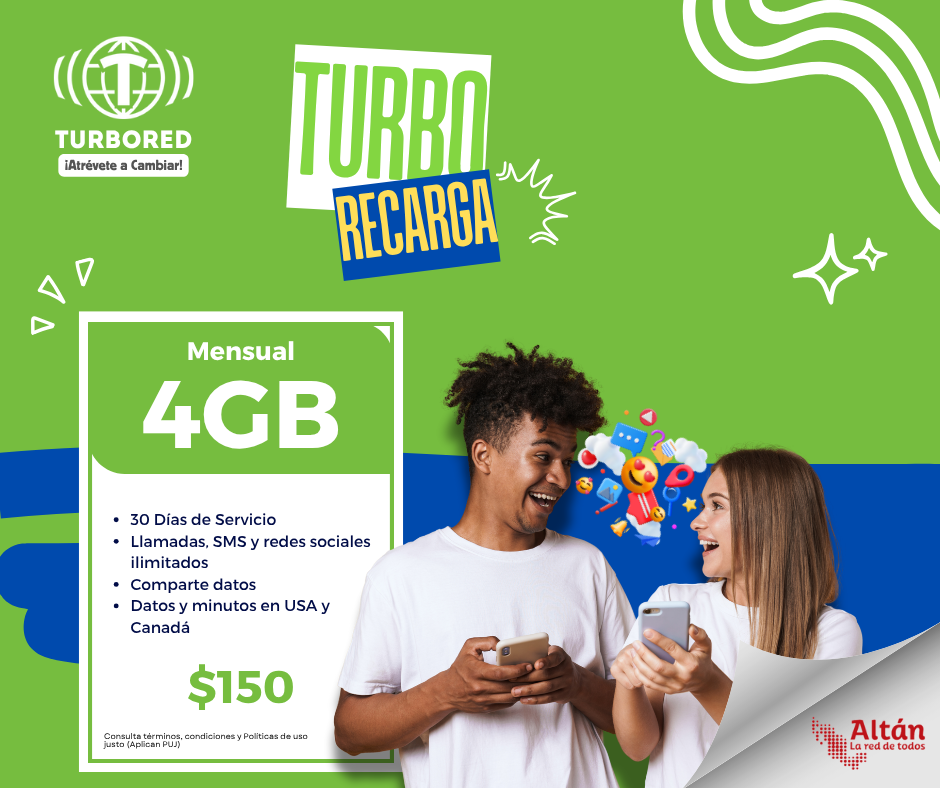 Disfruta Recarga 30 Días, 4GB (Comparte)