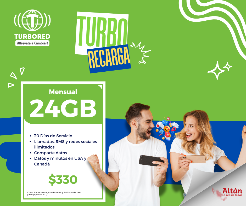 Disfruta Recarga 30 Días,  24GB (Comparte)